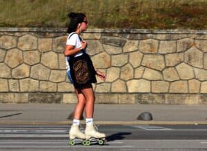 woman, rollerblading, nature, ride, sun